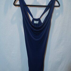 Graham & Spencer Navy Silk Midi Dress 100% Silk Sleeveless Drape